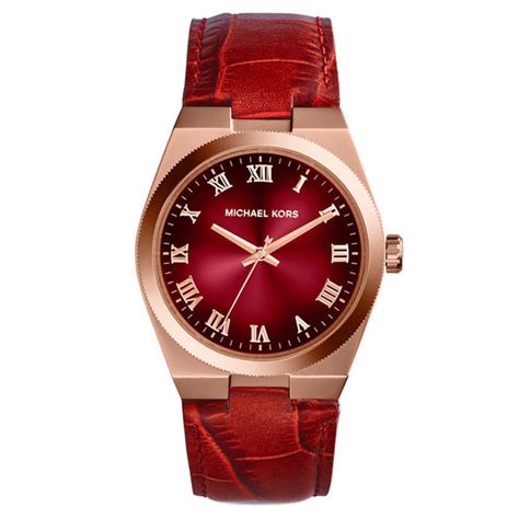 Michael Kors Channing Red Dial Red Leather Unisex 